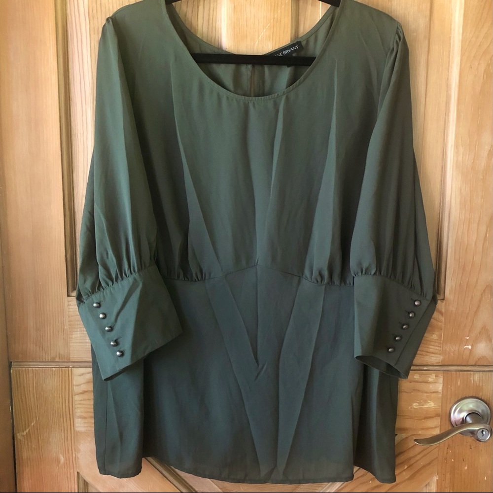 Army Green LANE BRYANT Blouse sz 26